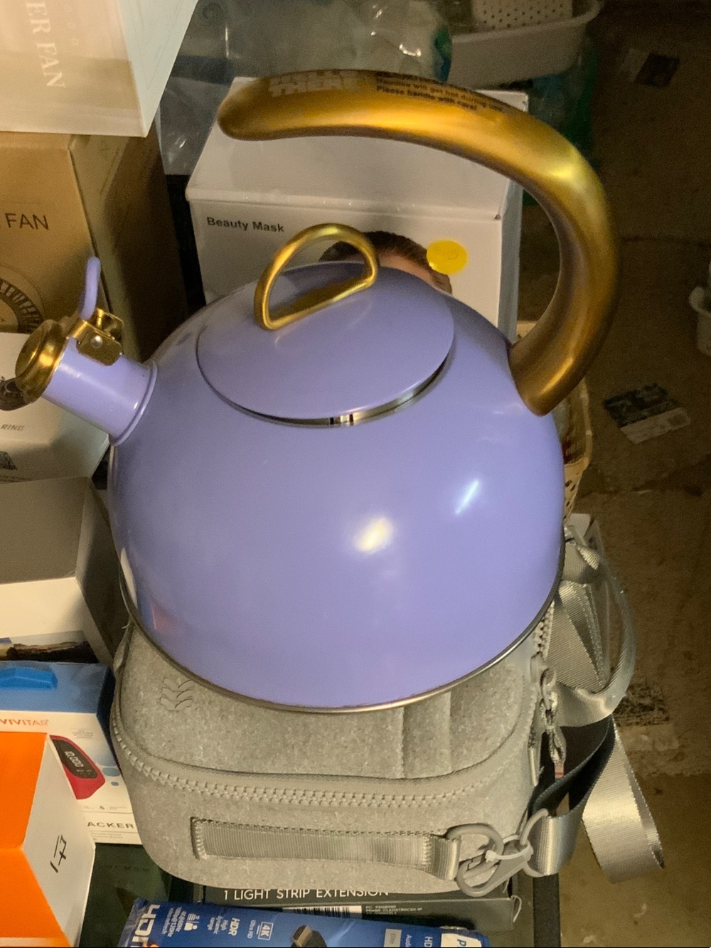 Lavender and Gold Stovetop Kettle - Elegant Whistling Teapot